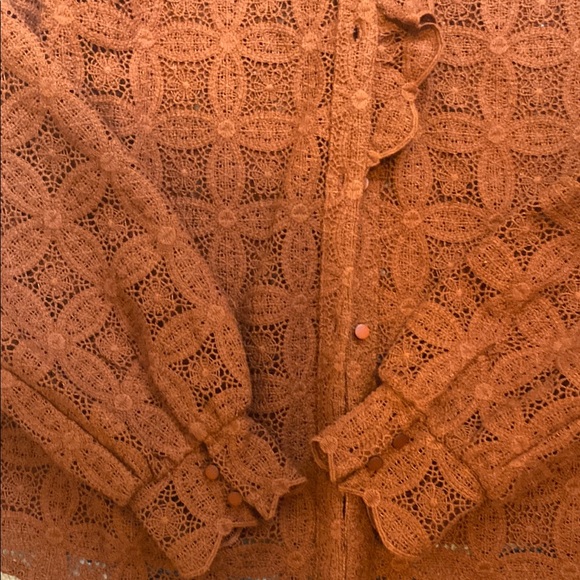 Sezane Chlo Lace Guipure Blouse in Autumn Brown - Picture 3 of 6
